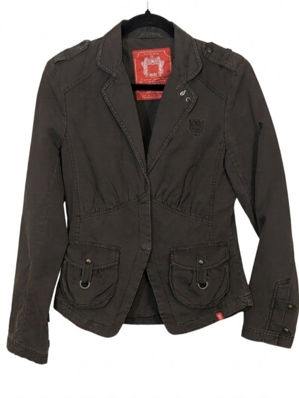 EDC by Esprit Brown Military Utility Blazer Jacket Fitted Cargo Gorpcore Size M